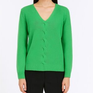 Talbots Made In Italy Wool Cashmere Blend Twist Sweater Lime Green Size Medium